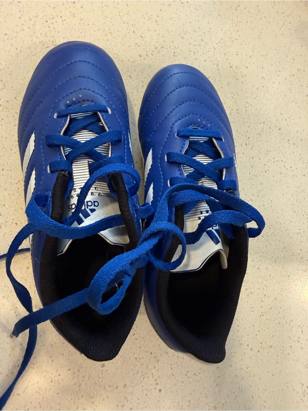 adidas Kids Royal Blue Soccer Cleats with White Stripes